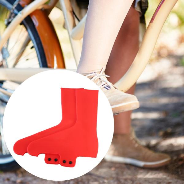 2ピース サイクリングシューズカバー 保護シリコン 自転車クリートシューズカバー レッド S