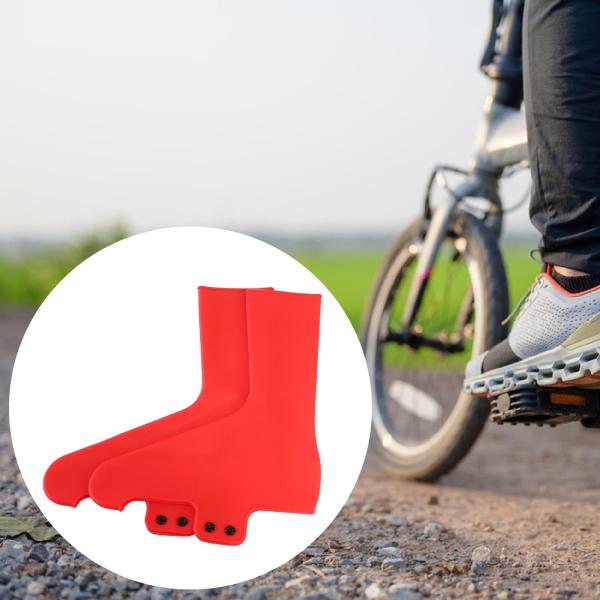 2ピース サイクリングシューズカバー 保護シリコン 自転車クリートシューズカバー レッド M