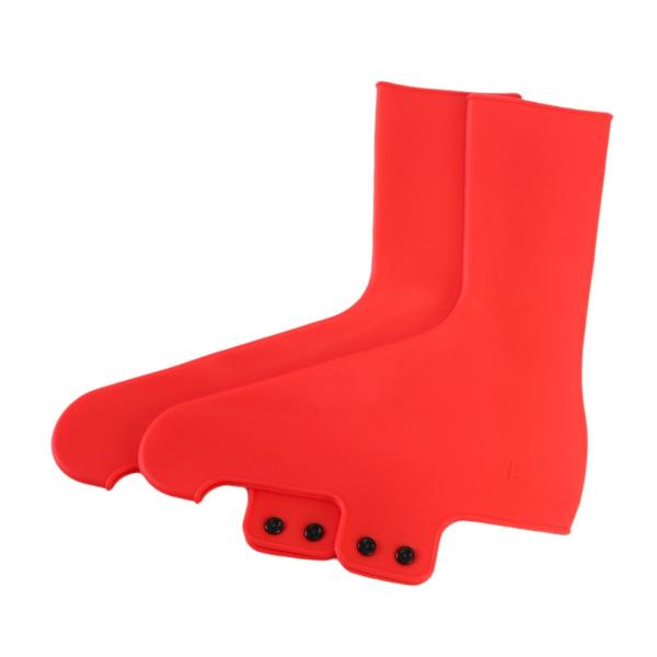 2ピース サイクリングシューズカバー 保護シリコン 自転車クリートシューズカバー レッド L