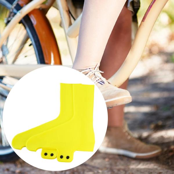 2ピース サイクリングシューズカバー 保護シリコン 自転車クリートシューズカバー イエロー S