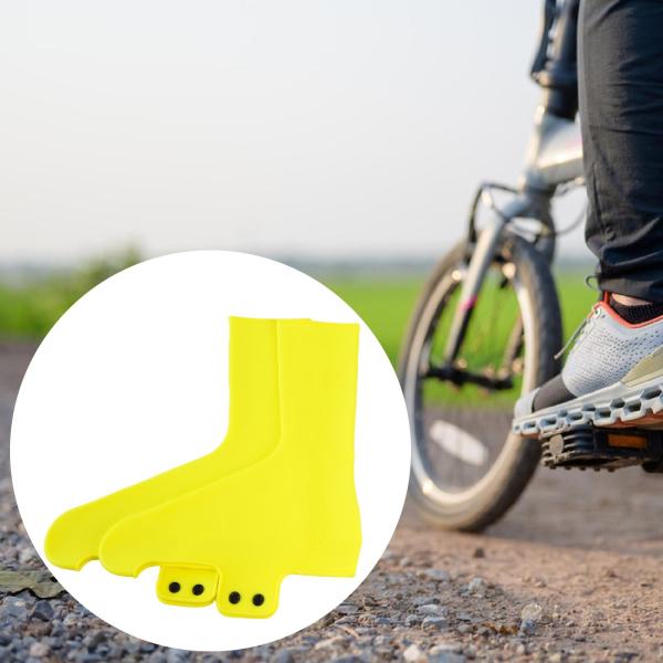 2ピース サイクリングシューズカバー 保護シリコン 自転車クリートシューズカバー イエロー L