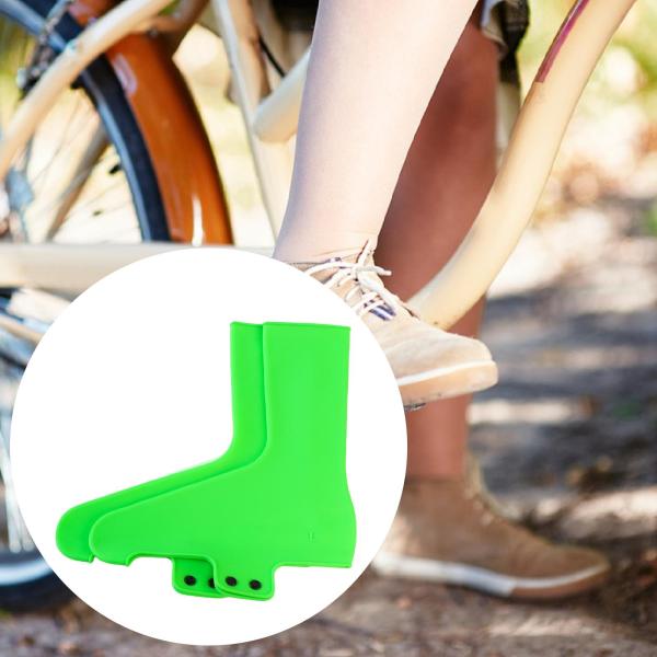 2ピース サイクリングシューズカバー 保護シリコン 自転車クリートシューズカバー グリーン S