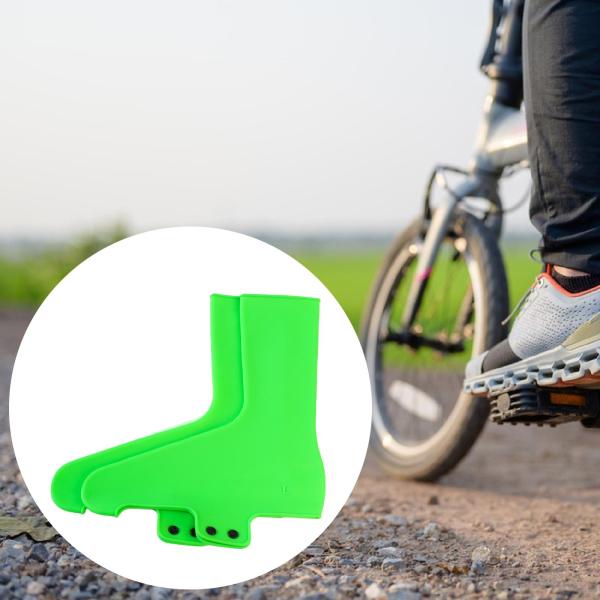 2ピース サイクリングシューズカバー 保護シリコン 自転車クリートシューズカバー グリーン L
