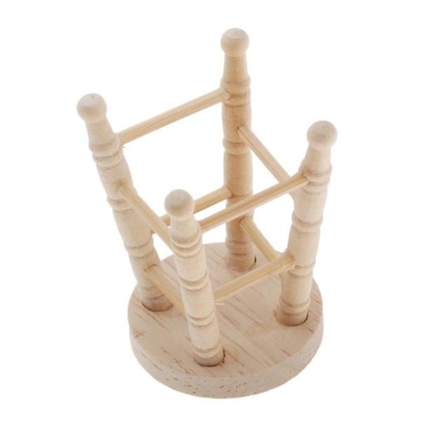 木製ラウンド スツール アンティーク フットスツール バースツール 1/12 ドールハウス アクセサリー用
