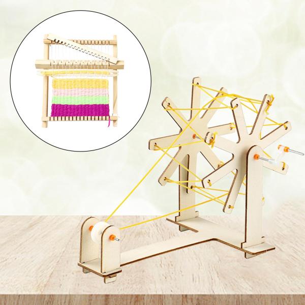 木製織機キット Accs ハンドメイド クラフト 教育工芸品 知的 クリエイティブ DIY 編み物フレーム 糸タペストリー 子供用
