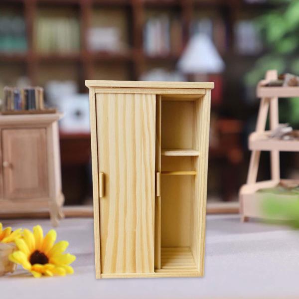 1/12 ドールハウスワードローブ未塗装シミュレーションクローゼット木製家具寝室の装飾子人形家具 DIY プロジェクトアクセサリー