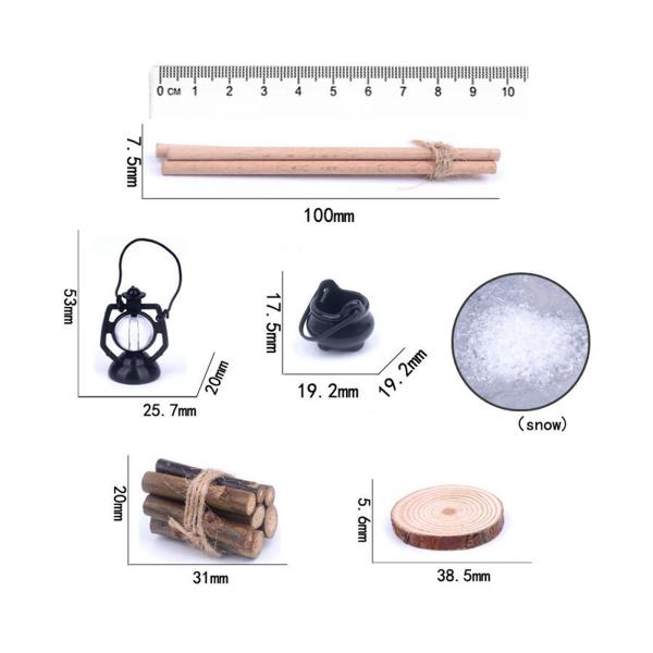 7 個 1/12 ドールハウスキャンプセット木製薪 DIY 子供のおもちゃ人形キャンプアクセサリーミニチュアシーンモデル休日用