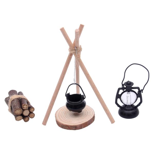 7 個 1/12 ドールハウスキャンプセット木製薪 DIY 子供のおもちゃ人形キャンプアクセサリーミニチュアシーンモデル休日用