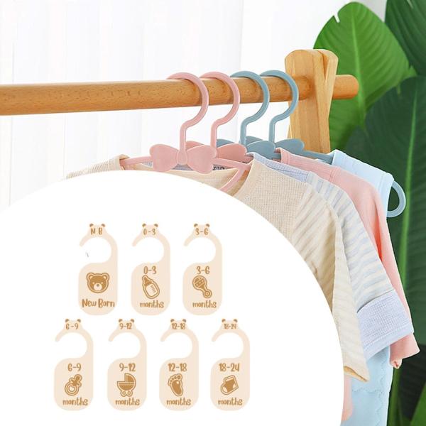 7個入り ベビーワードローブ 洋服仕切り 幼児用ワードローブ仕切り 木製 0~24ヶ月 保育室クローゼット 年齢別仕切り 両親へのギフトに