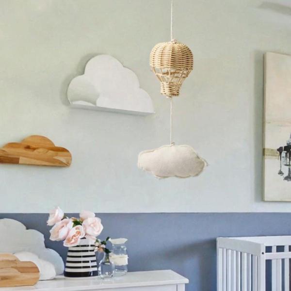 籐製熱気球吊り下げおもちゃ 女の子 男の子 新生児 0-6ヶ月 1雲