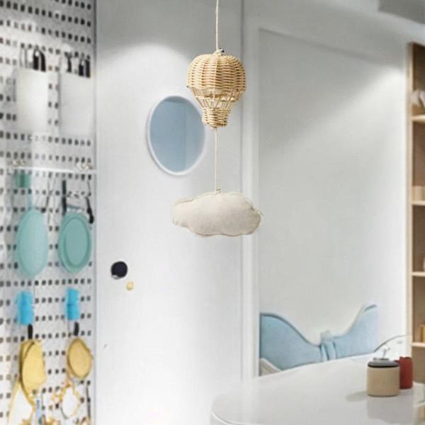 籐製熱気球吊り下げおもちゃ 女の子 男の子 新生児 0-6ヶ月 1雲