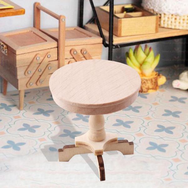 ミニチュアエンドテーブル 1/12 おもちゃシーン家具セット 木製ティーテーブル飾り 子供用おもちゃアクセサリー リビングルーム