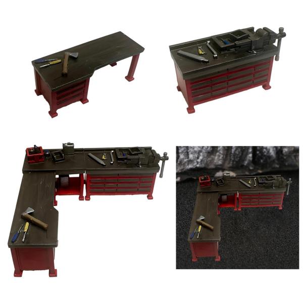 1/64 ジオラマ カー修理作業台 オーナメント コンパクト メカニックショップアクセサリー スタイルA