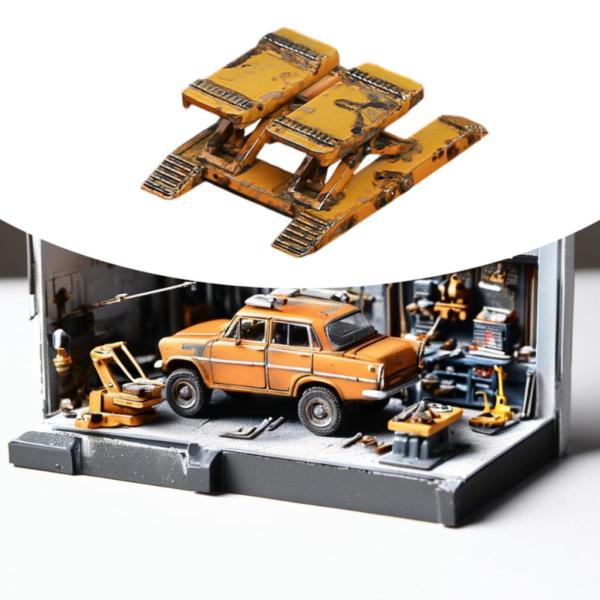 1/64 カーガレージリフター DIY 自動車修理工場シーン クリエイティブオーナメントアクセサリー イエロー
