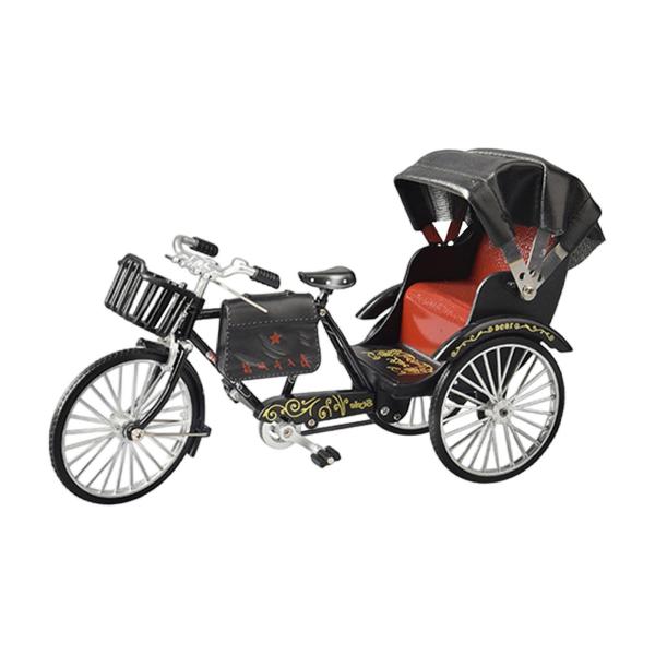 合金製人力車模型 男の子 女の子 子供 大人 コレクター向け ホームデコレーション ブラック 三輪