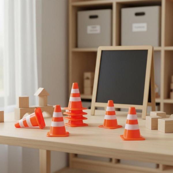 子供用トラフィックコーン 模型アクセサリー 教育支援 リアルな形状 滑らか加工 ミニチュア交通標識 創造的設置 交通体験 建築展示 ジオラマ作成 子供学習に適用