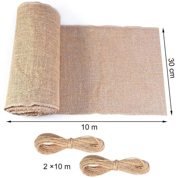 黄麻布ヘッセアンレトロ装飾、仕上げエッジ付きテーブルクロステーブルランナー、DIYクラフト、フェスティバル、ダイニング、ホリデーパーティー用