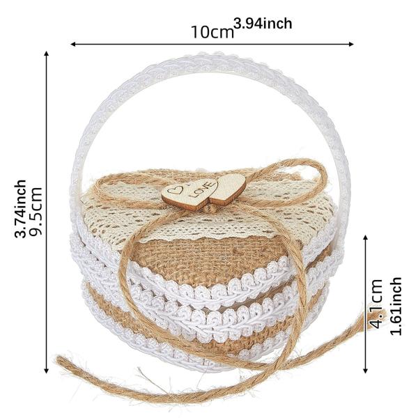 結婚指輪ケース ジュート製 写真撮影用 婚約パーティー記念品 10cm×9.5cm