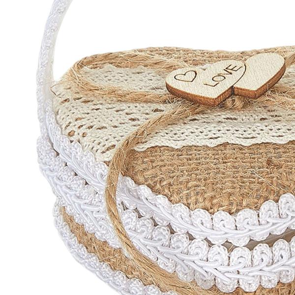 結婚指輪ケース ジュート製 写真撮影用 婚約パーティー記念品 10cm×9.5cm