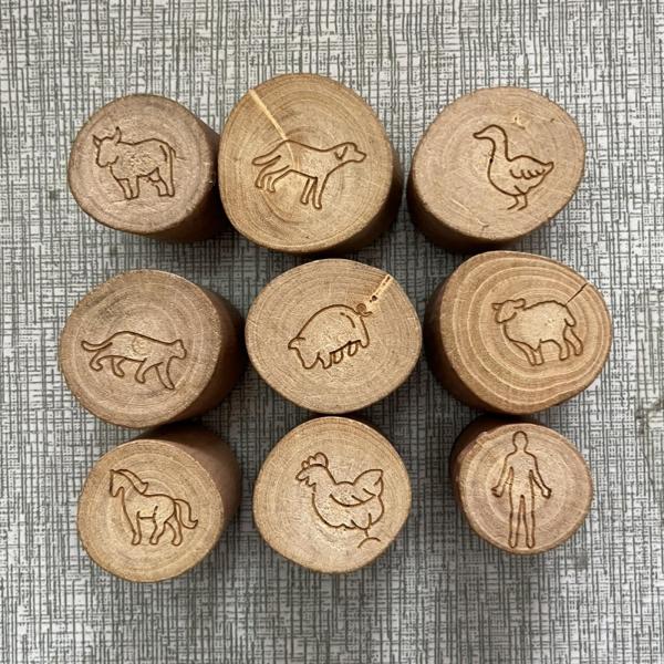 スタイル C .5-5cm キッズスタンプ アニマルトラックスタンプ 木製スタンプ キッズ 女の子用