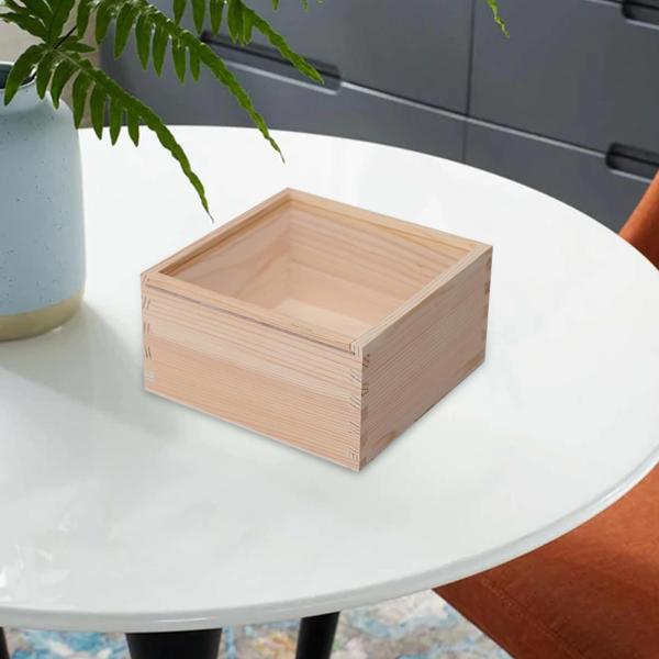 15cm×15cm×10cm ジュエリーディスプレイケース 透明な蓋付き木箱