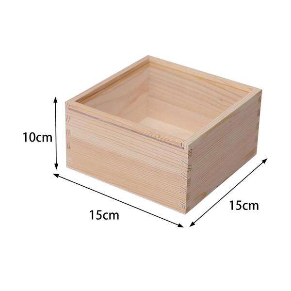 15cm×15cm×10cm ジュエリーディスプレイケース 透明な蓋付き木箱