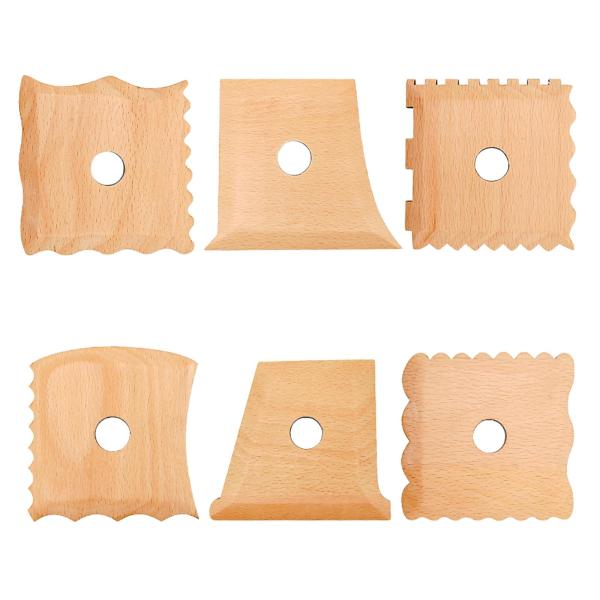 陶芸ツール 陶芸粘土リブ 無垢材 耐久性のある足型シェイパーツール 粘土彫刻ツール 初心者向け DIY用品 6個