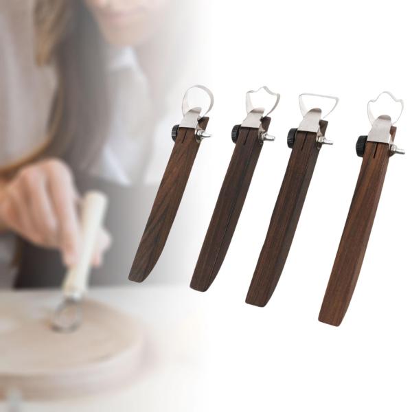 陶器カップハンドル形状ツール 粘土彫刻 木製ハンドル削り ポータブル陶器ハンドル作成ツール 粘土彫刻 4個