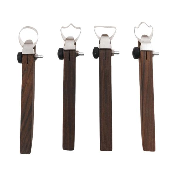 陶器カップハンドル形状ツール 粘土彫刻 木製ハンドル削り ポータブル陶器ハンドル作成ツール 粘土彫刻 4個