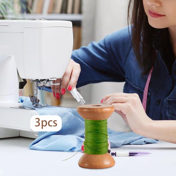 3個入り 裁縫用ボビン 使いやすい 刺繍 木製プロジェクト 木製空スプール 小 A
