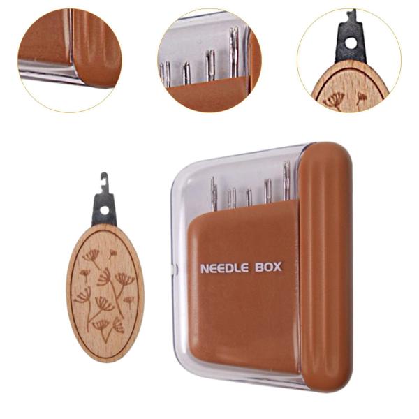 手工芸品用の磁気縫製針ケースセットピンホルダー家庭旅行茶色