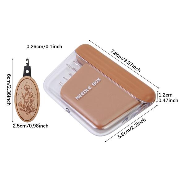 手工芸品用の磁気縫製針ケースセットピンホルダー家庭旅行茶色
