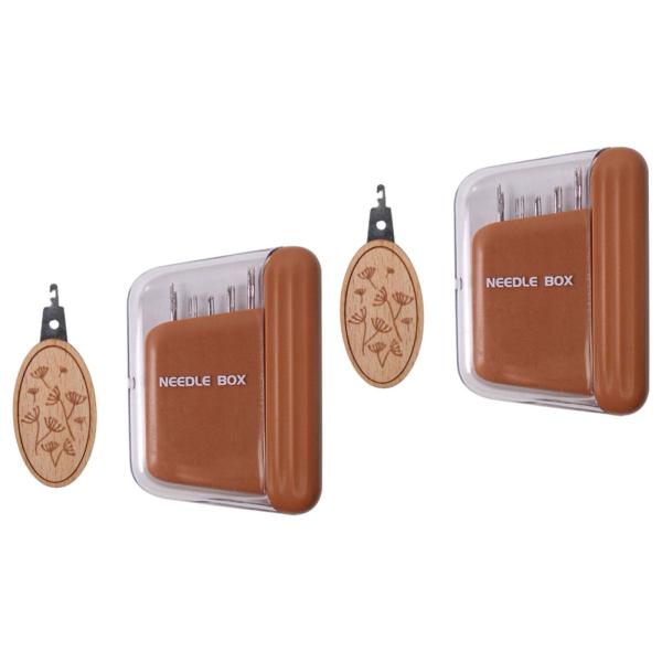 手工芸品用の磁気縫製針ケースセットピンホルダー家庭旅行茶色