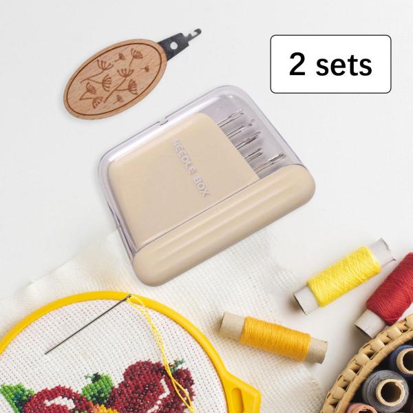 手工芸品用の磁気縫製針ケースセットピンホルダー家庭旅行ベージュ