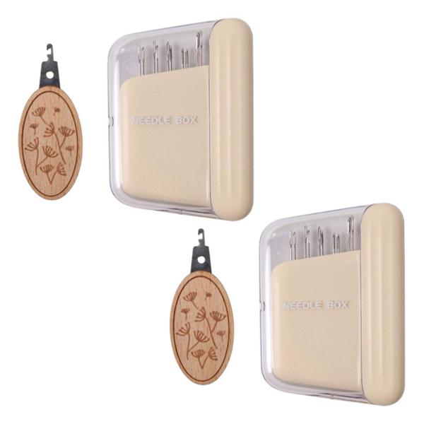 手工芸品用の磁気縫製針ケースセットピンホルダー家庭旅行ベージュ