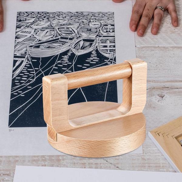 版画用木製バレン リノカット DIY 工芸品彫刻用ハンドプリントツール 丸型ハンドル