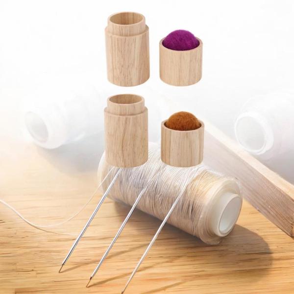 裁縫アクセサリー コンパクト針挿入キット 裁縫必需品 ステッチワーク パープルブラウン