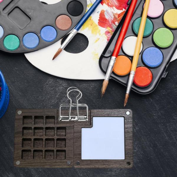 ポケットアーティスト 水彩絵の具 旅行用セット コンパクト 水彩絵の具セット パレットボックス ブラックウォルナット 15穴