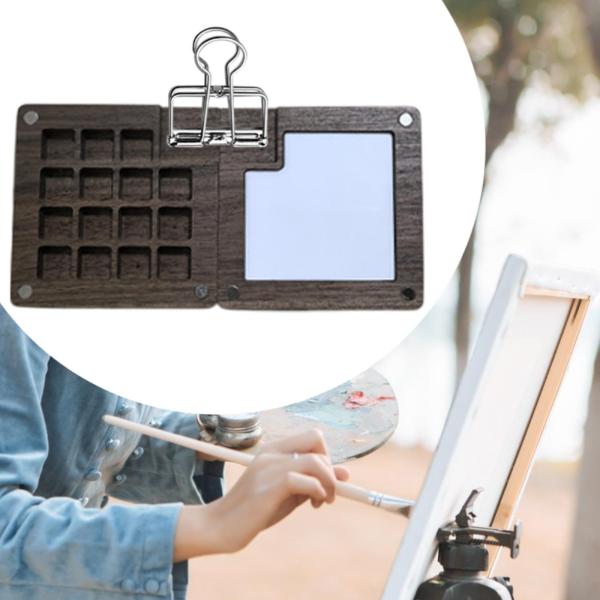 ポケットアーティスト 水彩絵の具 旅行用セット コンパクト 水彩絵の具セット パレットボックス ブラックウォルナット 15穴