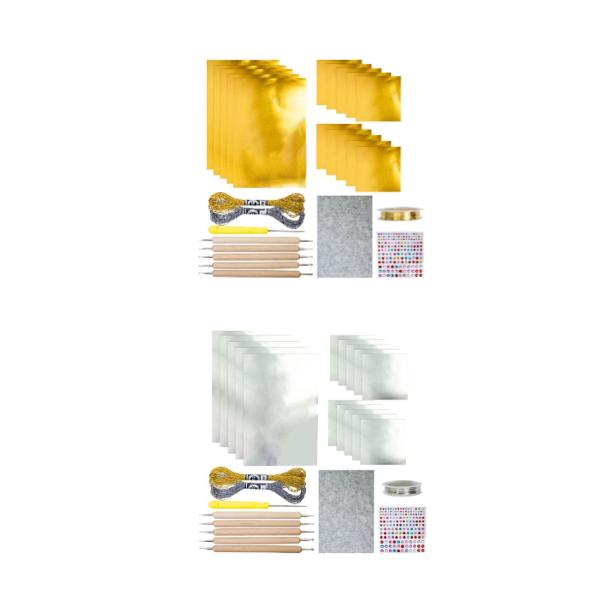 DIYクラフト用箔シートキット 彫刻 エンボス加工 多目的 0.07mm厚 ゴールド