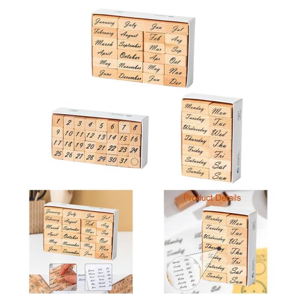 木製スタンプ1箱 木製ゴムスタンプ 描画装飾 アートクラフト 月間