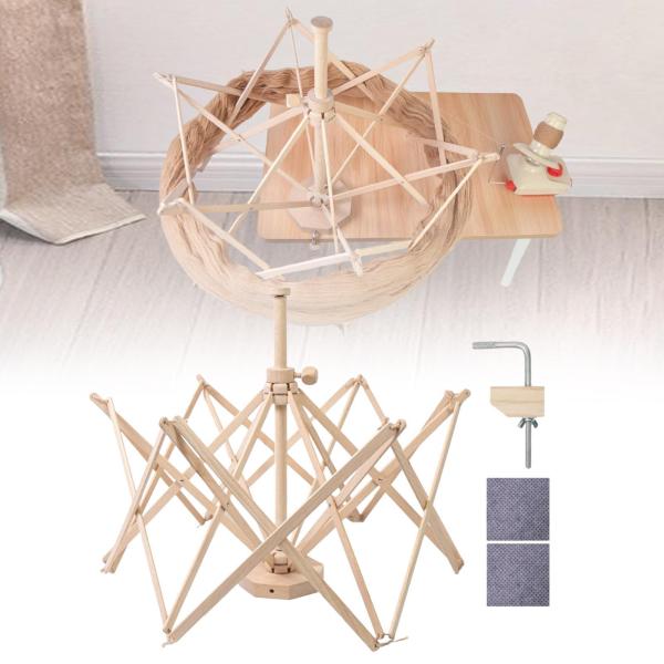 木製の糸巻き傘、軽量、かせ巻き取り器、編み物愛好家のためのかぎ針編みアクセサリー編み糸ホルダー