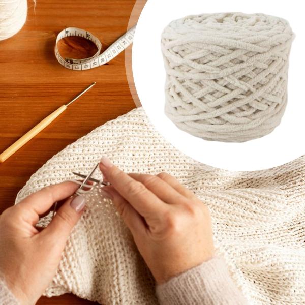 チャンキーシェニール糸 ニットブランケットやぬいぐるみ帽子作りに最適なソフトチャンキー糸 ベージュ