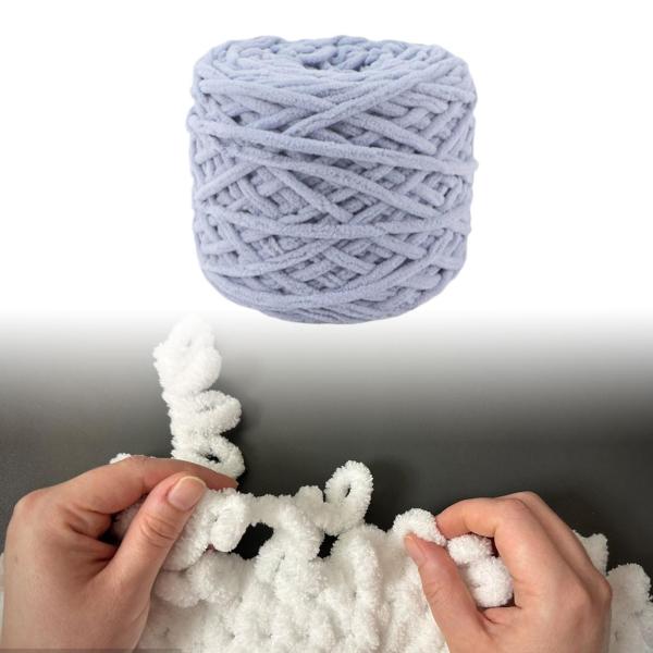 チャンキーシェニール糸 ニットブランケットやぬいぐるみ帽子作りに最適なソフトチャンキー糸 グレー