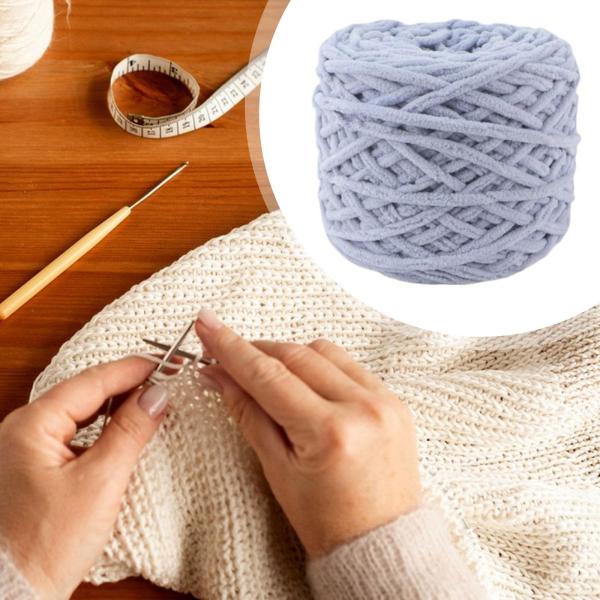 チャンキーシェニール糸 ニットブランケットやぬいぐるみ帽子作りに最適なソフトチャンキー糸 グレー