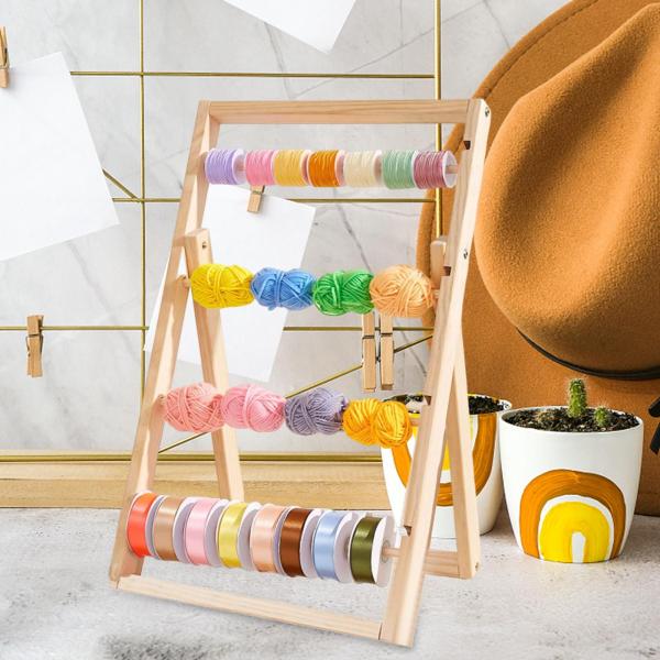 木製リボンオーガナイザー リボンラックディスペンサー 多目的ディスプレイ棚 収納ラック 作り用品用テープオーガナイザー