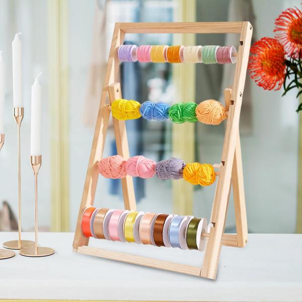 木製リボンオーガナイザー リボンラックディスペンサー 多目的ディスプレイ棚 収納ラック 作り用品用テープオーガナイザー