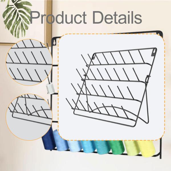 糸ラック スプールホルダー 裁縫と刺繍用 壁掛けフック32個付き 壁掛け刺繍糸オーガナイザー アイロン