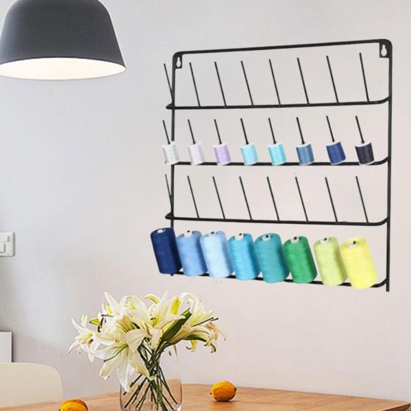糸ラック スプールホルダー 裁縫と刺繍用 壁掛けフック32個付き 壁掛け刺繍糸オーガナイザー アイロン