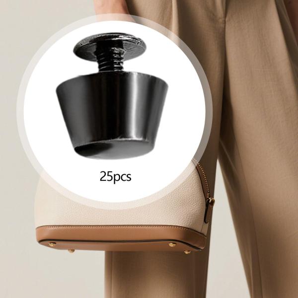 25個入り 合金製 ネイルヘッドリベット 軽量 荷物 DIY レザーハンドバッグ用 ブラック A